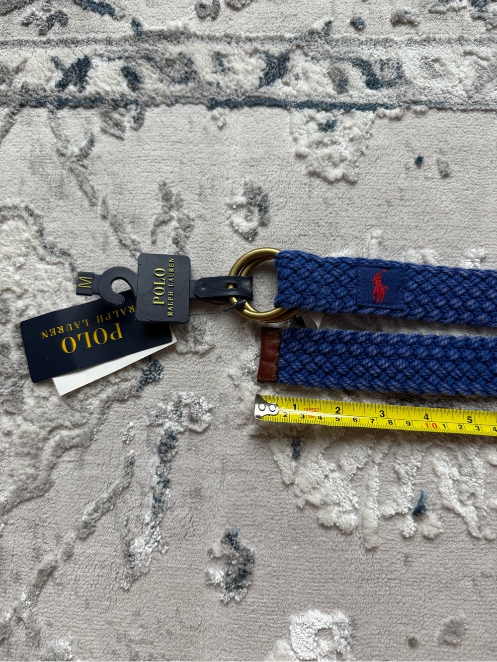 Polo Ralph Lauren braided cotton/canvas belt with gold-tone double O-rings